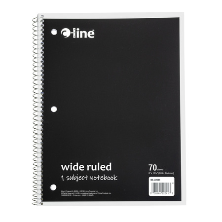C-LINE PRODUCTS 1-Subject Notebook, Wide Ruled, Black, PK48 22041-CT